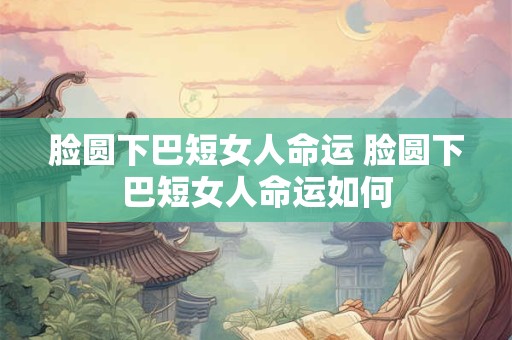 脸圆下巴短女人命运 脸圆下巴短女人命运如何