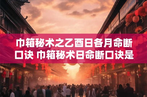 巾箱秘术之乙酉日各月命断口诀 巾箱秘术日命断口诀是什么