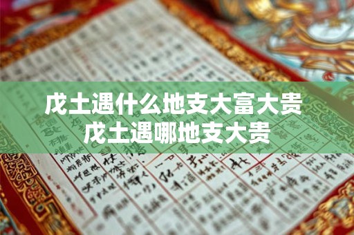 戊土遇什么地支大富大贵 戊土遇哪地支大贵