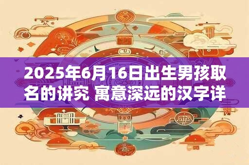 2025年6月16日出生男孩取名的讲究 寓意深远的汉字详解