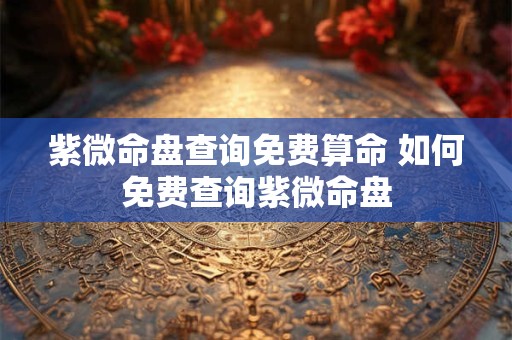 紫微命盘查询免费算命 如何免费查询紫微命盘