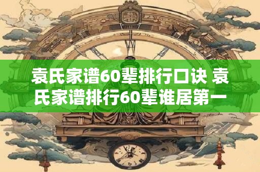袁氏家谱60辈排行口诀 袁氏家谱排行60辈谁居第一