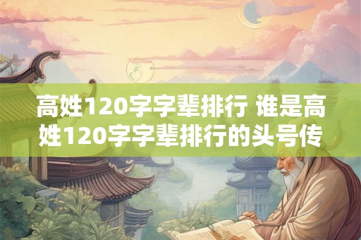 高姓120字字辈排行 谁是高姓120字字辈排行的头号传人