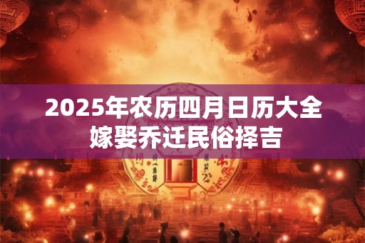 2025年农历四月日历大全 嫁娶乔迁民俗择吉