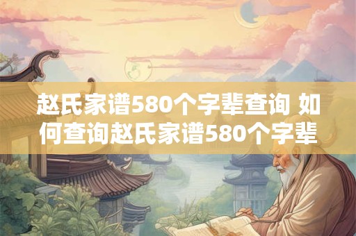 赵氏家谱580个字辈查询 如何查询赵氏家谱580个字辈