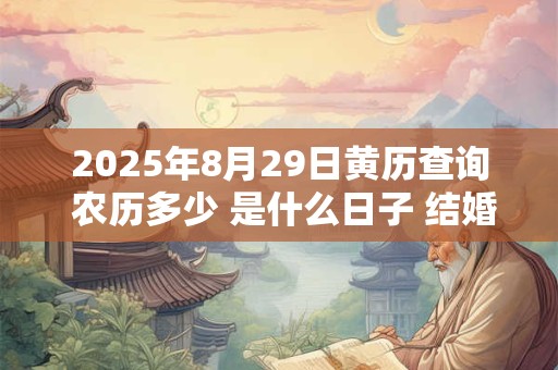 2025年8月29日黄历查询 农历多少 是什么日子 结婚吉时