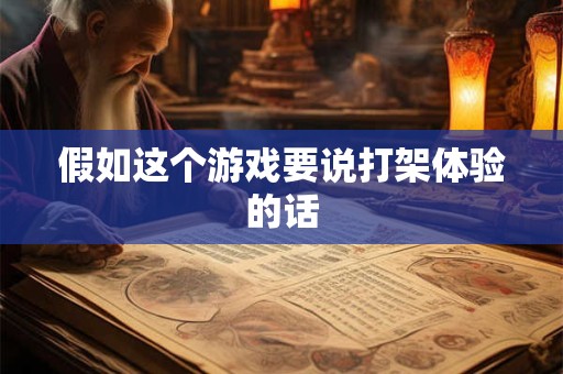 假如这个游戏要说打架体验的话