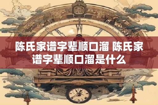 陈氏家谱字辈顺口溜 陈氏家谱字辈顺口溜是什么