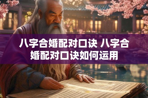 八字合婚配对口诀 八字合婚配对口诀如何运用