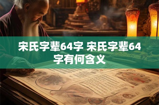 宋氏字辈64字 宋氏字辈64字有何含义
