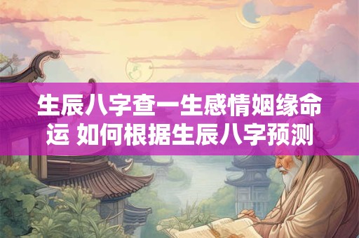生辰八字查一生感情姻缘命运 如何根据生辰八字预测感情姻缘命运