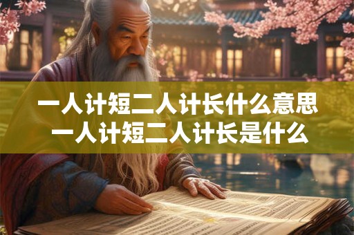 一人计短二人计长什么意思 一人计短二人计长是什么意思