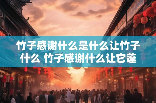竹子感谢什么是什么让竹子什么 竹子感谢什么让它蓬勃生长