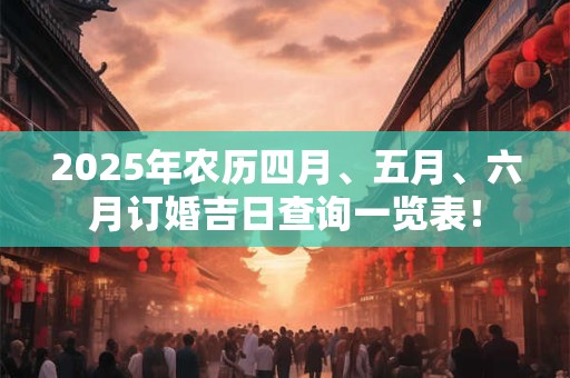 2025年农历四月、五月、六月订婚吉日查询一览表！