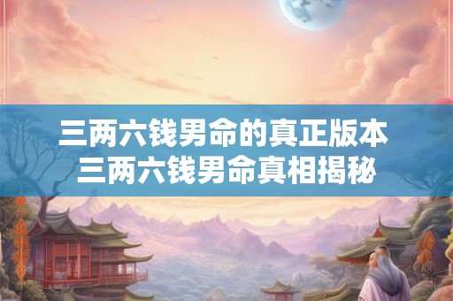 三两六钱男命的真正版本 三两六钱男命真相揭秘