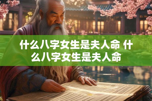 什么八字女生是夫人命 什么八字女生是夫人命