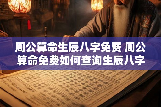 周公算命生辰八字免费 周公算命免费如何查询生辰八字