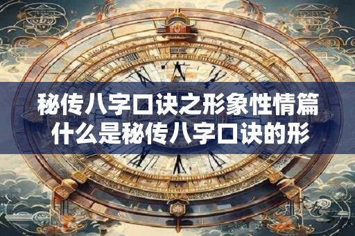 秘传八字口诀之形象性情篇 什么是秘传八字口诀的形象性情篇