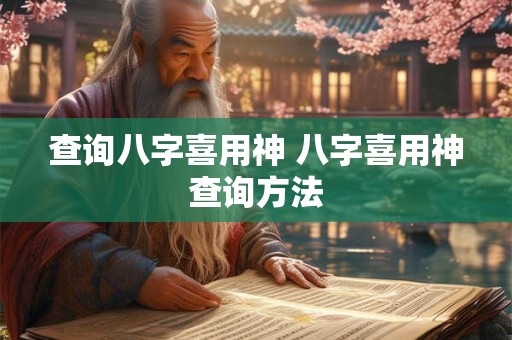 查询八字喜用神 八字喜用神查询方法