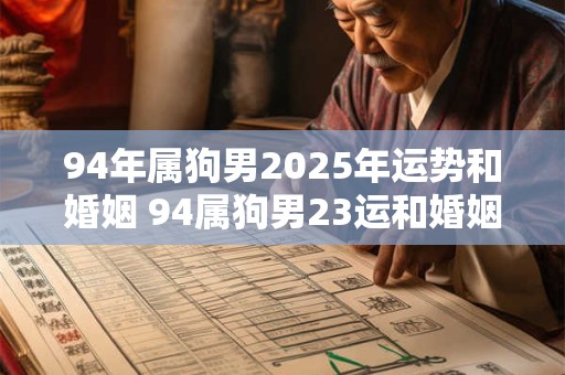 94年属狗男2025年运势和婚姻 94属狗男23运和婚姻如何