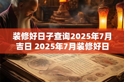 装修好日子查询2025年7月吉日 2025年7月装修好日子查询