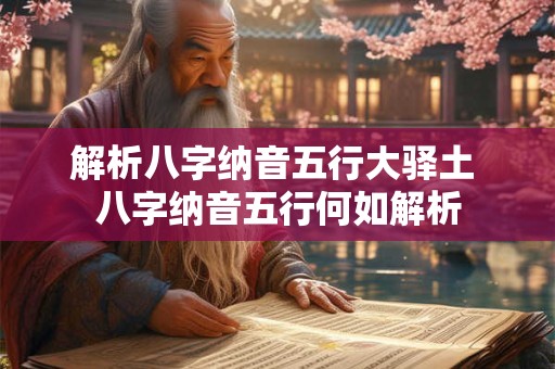 解析八字纳音五行大驿土 八字纳音五行何如解析