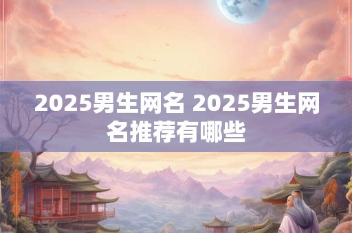 2025男生网名 2025男生网名推荐有哪些
