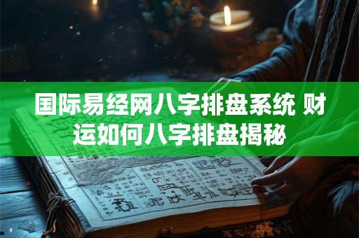 国际易经网八字排盘系统 财运如何八字排盘揭秘