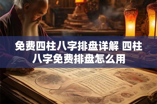 免费四柱八字排盘详解 四柱八字免费排盘怎么用