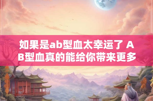如果是ab型血太幸运了 AB型血真的能给你带来更多好处吗