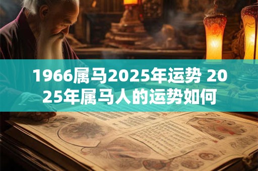 1966属马2025年运势 2025年属马人的运势如何