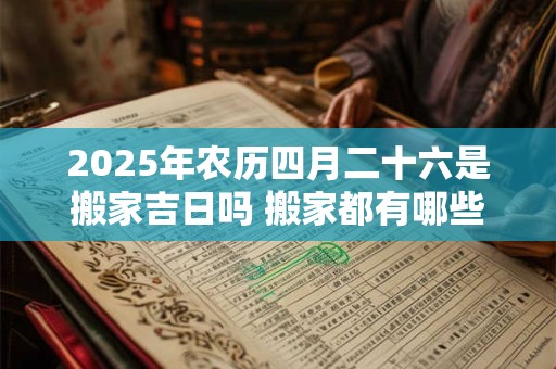 2026年农历四月二十六是搬家吉日吗 搬家都有哪些讲究