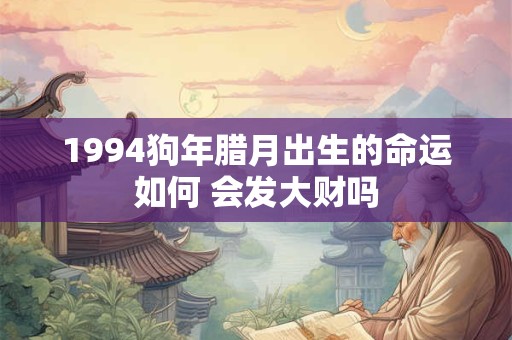 1994狗年腊月出生的命运如何 会发大财吗