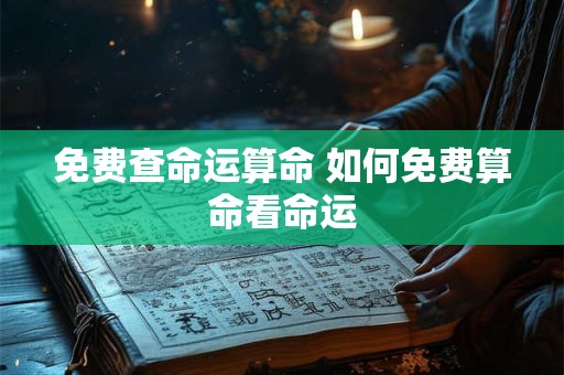 免费查命运算命 如何免费算命看命运