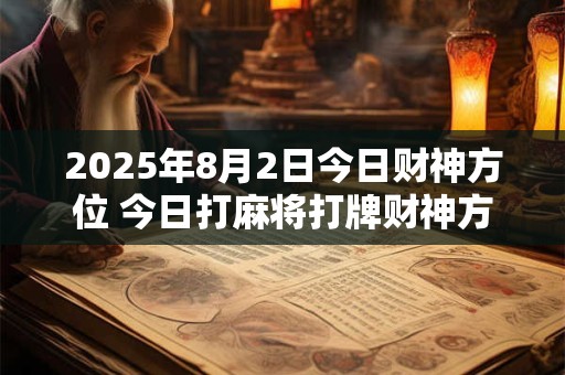 2025年8月2日今日财神方位 今日打麻将打牌财神方位