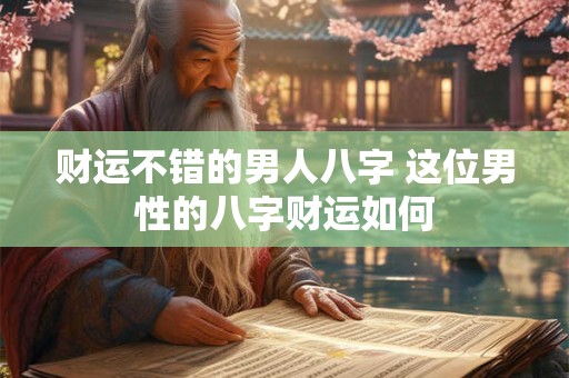 财运不错的男人八字 这位男性的八字财运如何