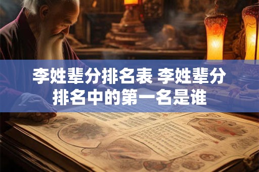 李姓辈分排名表 李姓辈分排名中的第一名是谁