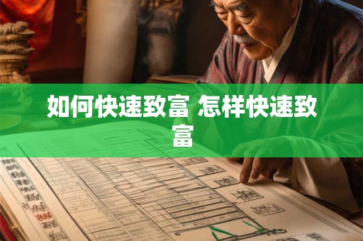 如何快速致富 怎样快速致富