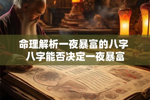 命理解析一夜暴富的八字 八字能否决定一夜暴富