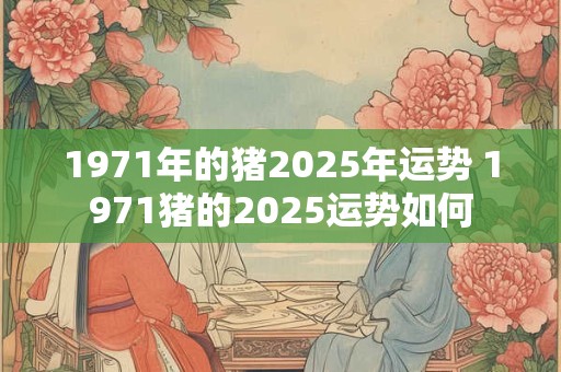 1971年的猪2025年运势 1971猪的2025运势如何