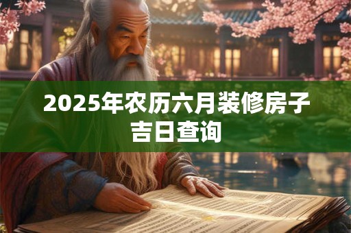 2025年农历六月装修房子吉日查询