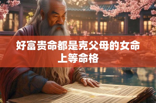 好富贵命都是克父母的女命上等命格