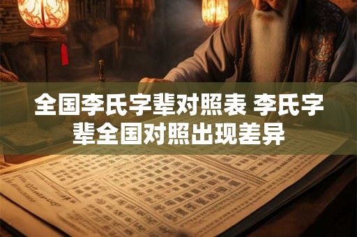 全国李氏字辈对照表 李氏字辈全国对照出现差异