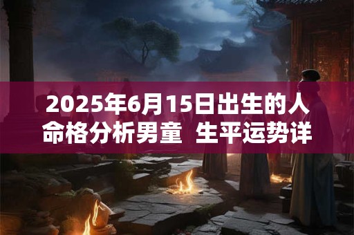 2025年6月15日出生的人命格分析男童  生平运势详解