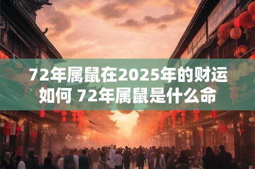 72年属鼠在2026年的财运如何 72年属鼠是什么命