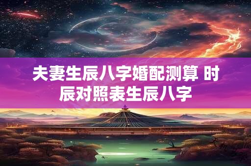 夫妻生辰八字婚配测算 时辰对照表生辰八字