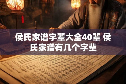 侯氏家谱字辈大全40辈 侯氏家谱有几个字辈