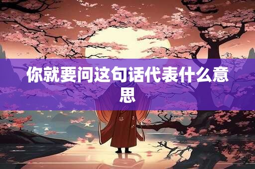 你就要问这句话代表什么意思