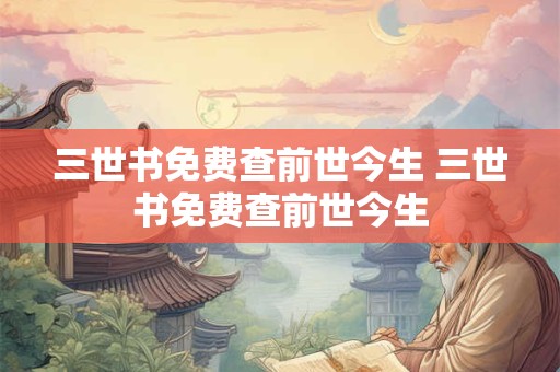 三世书免费查前世今生 三世书免费查前世今生