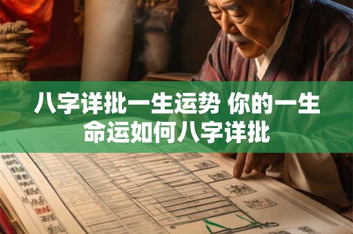 八字详批一生运势 你的一生命运如何八字详批